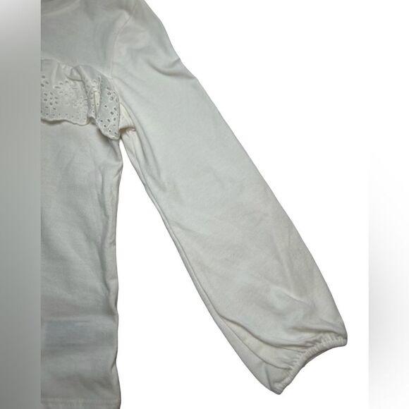 NWT Cat & Jack 4t White Long Sleeve Eyelet Ruffle Top Shirt Plain Solid Formal - Picture 2 of 7